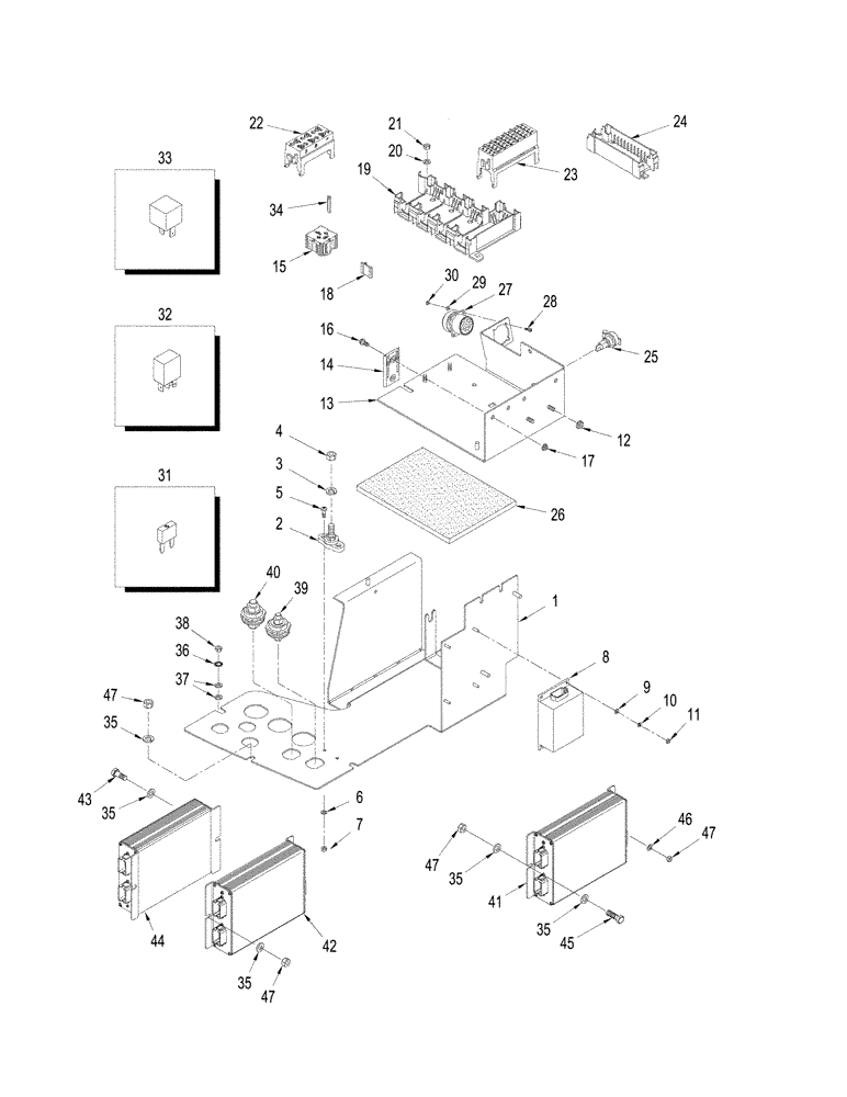 Схема запчастей Case IH STX425 - (04-24[01]) - ELECTRONIC MODULE ASSEMBLY, ASN JEE0106701 (04) - ELECTRICAL SYSTEMS