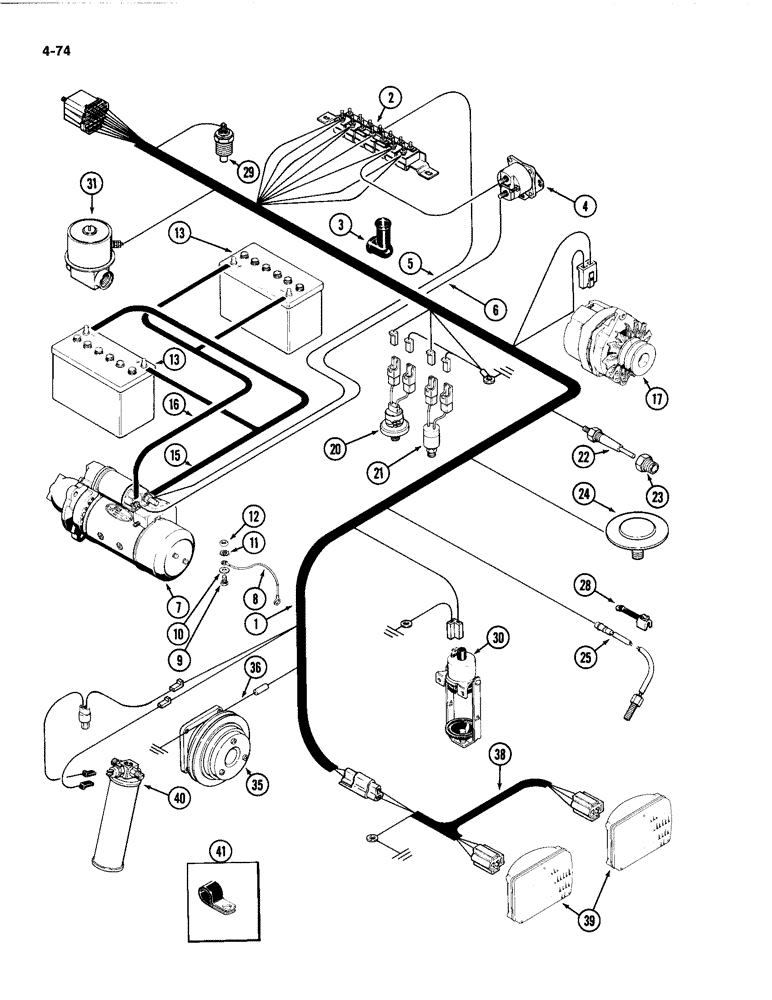 Схема запчастей Case IH 4494 - (4-074) - ENGINE HARNESS, PRIOR TO P.I.N. 8866676 (04) - ELECTRICAL SYSTEMS