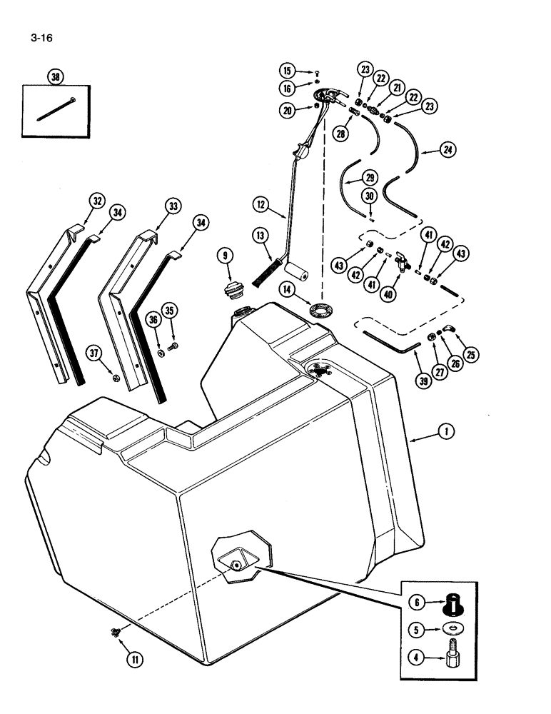 Схема запчастей Case IH 3394 - (3-16) - FUEL TANK AND LINES (03) - FUEL SYSTEM