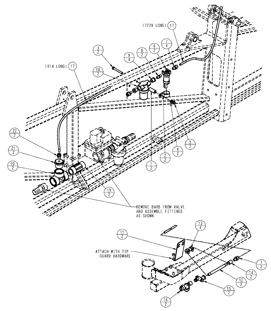 Схема запчастей Case IH SPX3320 - (11-010) - FENCE ROW GROUP, 100’ Options