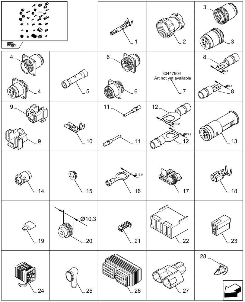 Схема запчастей Case IH LBX332R - (06.99[02]) - CONNECTORS - FROM 80445522 TO 84058194 (06) - ELECTRICAL SYSTEMS