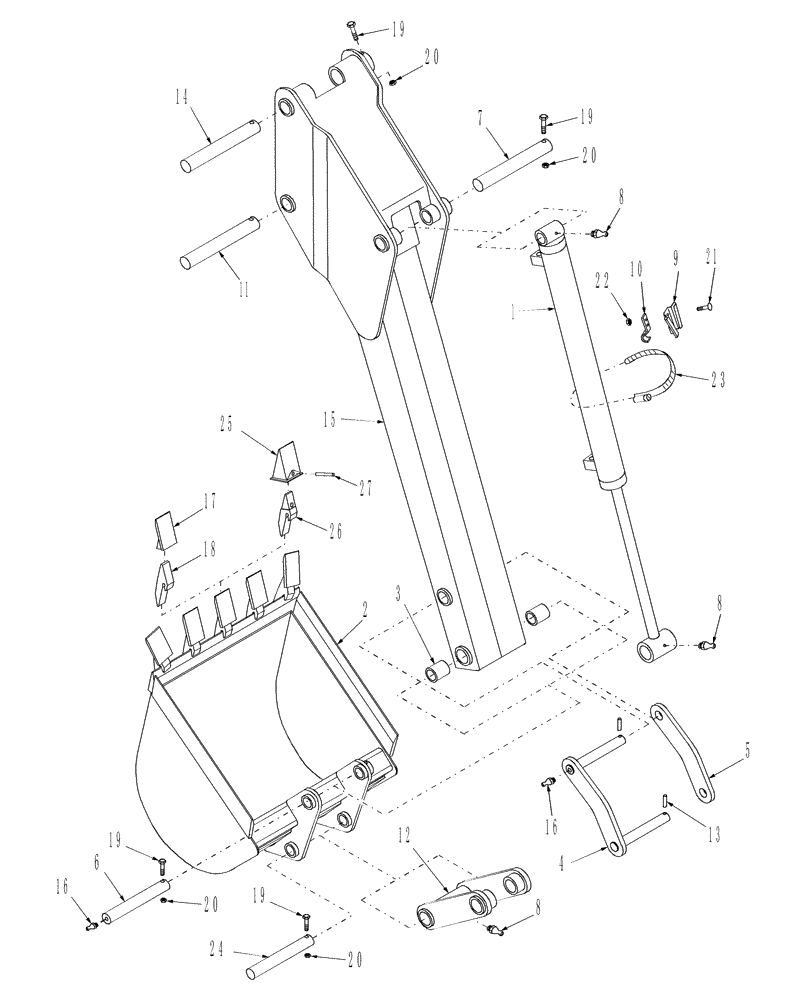 Схема запчастей Case IH BHX1114 - (23) - DIPPERSTICK & BUCKET 