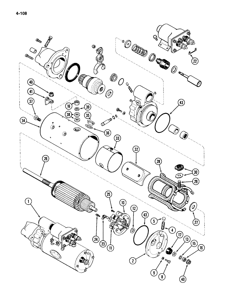 Схема запчастей Case IH 4994 - (4-108) - STARTER A162578 (04) - ELECTRICAL SYSTEMS