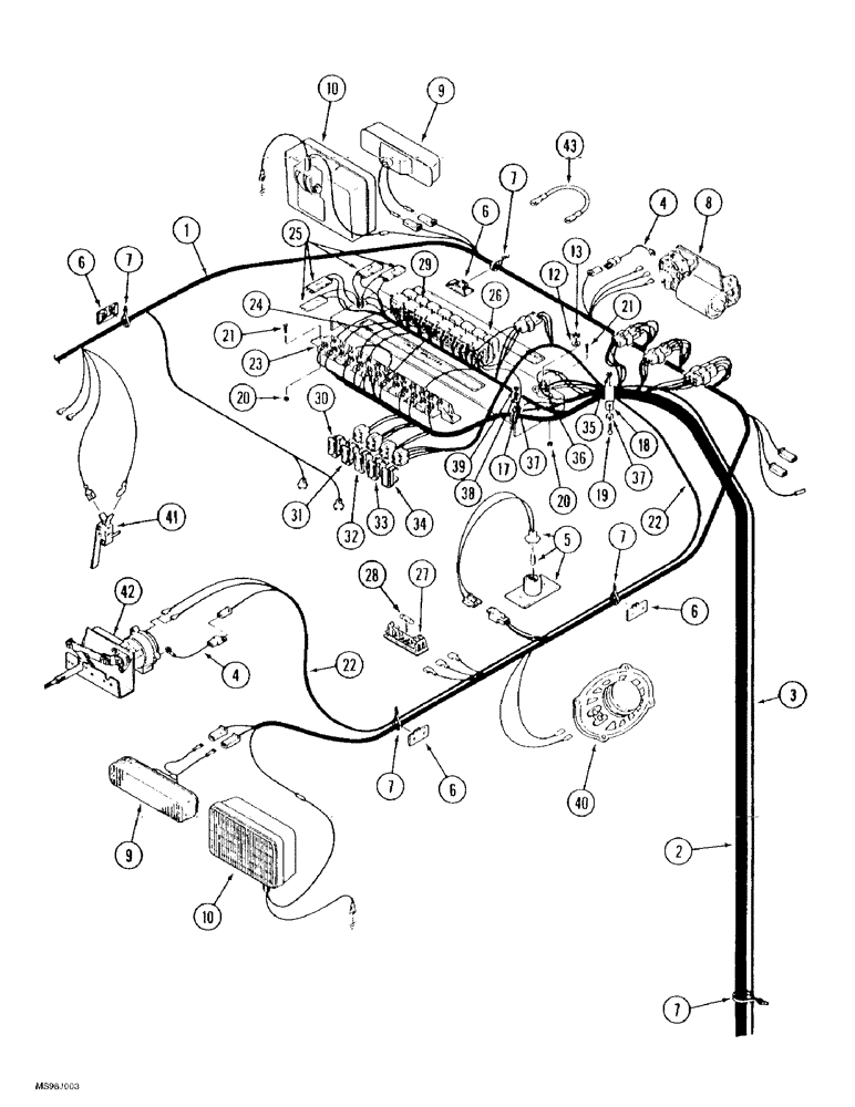 Схема запчастей Case IH 9370 - (4-10) - OVERHEAD CAB HARNESS (04) - ELECTRICAL SYSTEMS