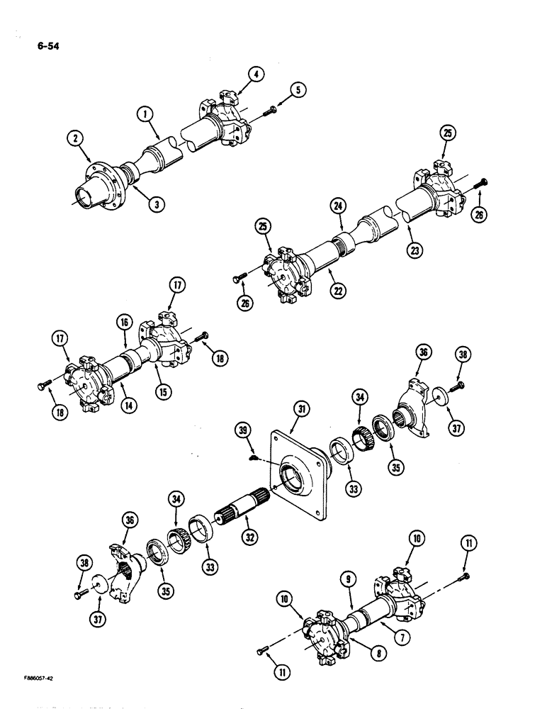 Схема запчастей Case IH 9170 - (6-54) - DRIVESHAFT ASSEMBLY (06) - POWER TRAIN