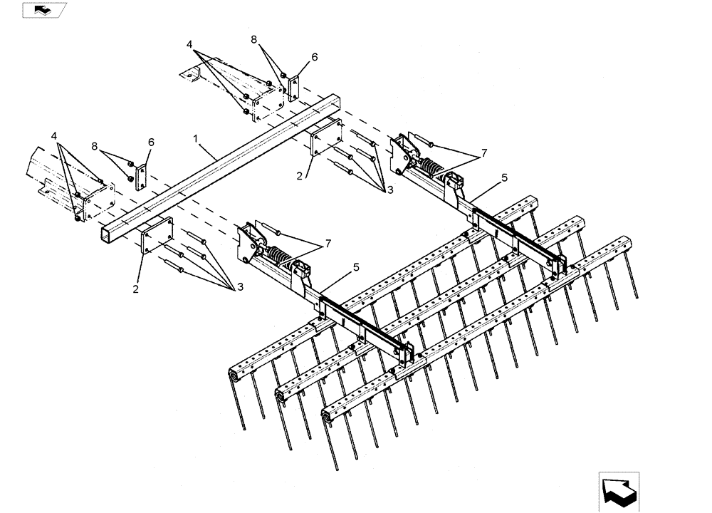 Схема запчастей Case IH 330 TRUE-TANDEM - (75.200.22) - COIL TINE HARROW MOUNT INNER FRAME (75) - SOIL PREPARATION