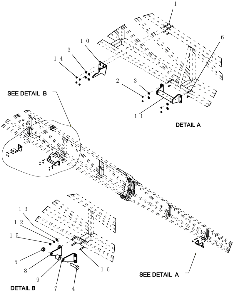 Схема запчастей Case IH SRX160 - (F.10.E[03]) - SUSPENDED BOOM - BOOM RESTS F - Frame Positioning