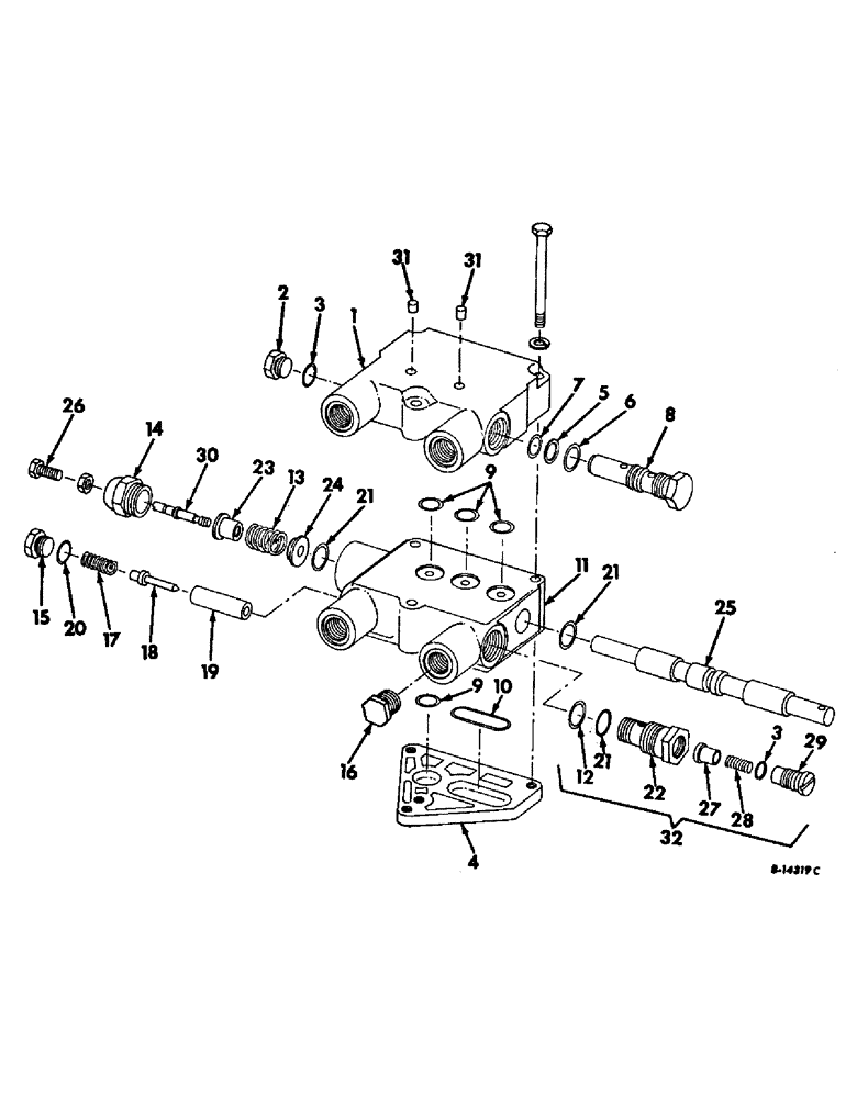 Схема запчастей Case IH 503 - (215) - PLATFORM HYDRAULIC LIFT CONTROL VALVE, FOR HYDROSTATIC GROUND DRIVE (35) - HYDRAULIC SYSTEMS