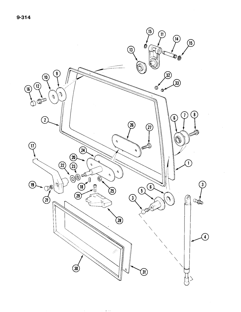 Схема запчастей Case IH 1194 - (9-314) - REAR WINDOWS, TRACTORS WITH CAB (09) - CHASSIS/ATTACHMENTS