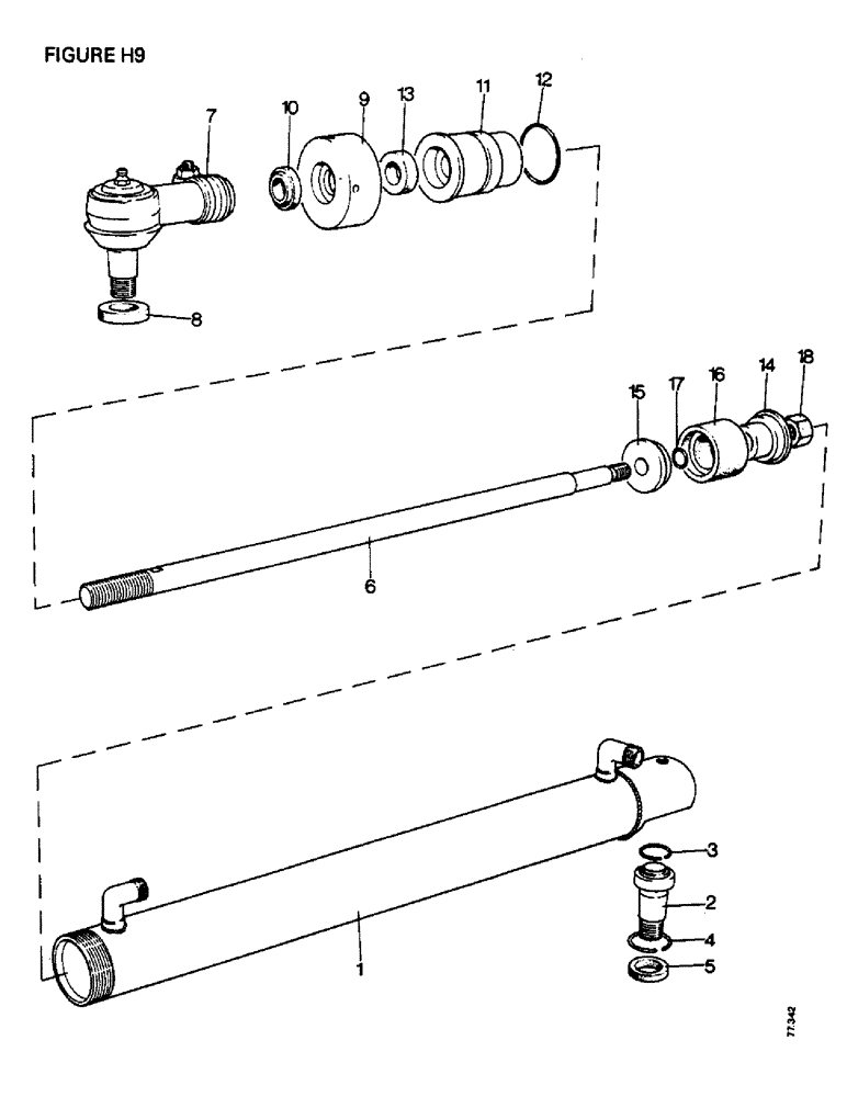 Схема запчастей Case IH 1412 - (H09-1) - STEERING & FRONT AXLE, STEERING RAM, 4WD TRACS., KRAMER AXLE 1410 4WD, 1410Q 4WD, 1410SK 4WD Steering & Front Axle