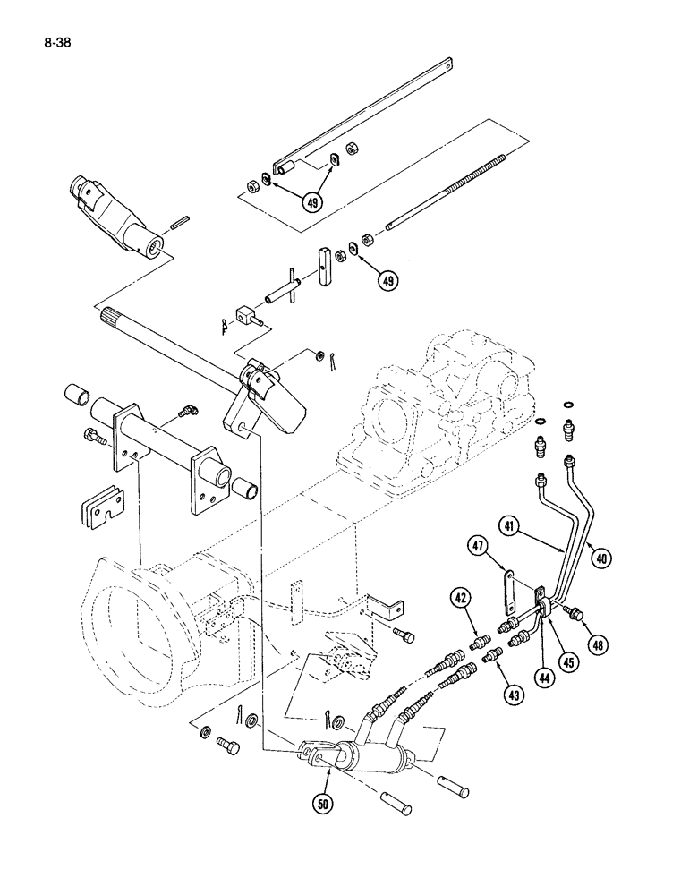 Схема запчастей Case IH 265 - (8-38) - MID HYDRAULIC LIFT (08) - HYDRAULICS