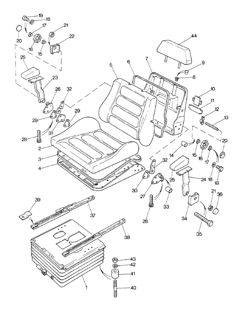 Схема запчастей Case IH 1690 - (T09-1) - SEAT ASSEMBLY, DELUXE, HIGH PLATFORM (10) - OPERATORS PLATFORM/CAB