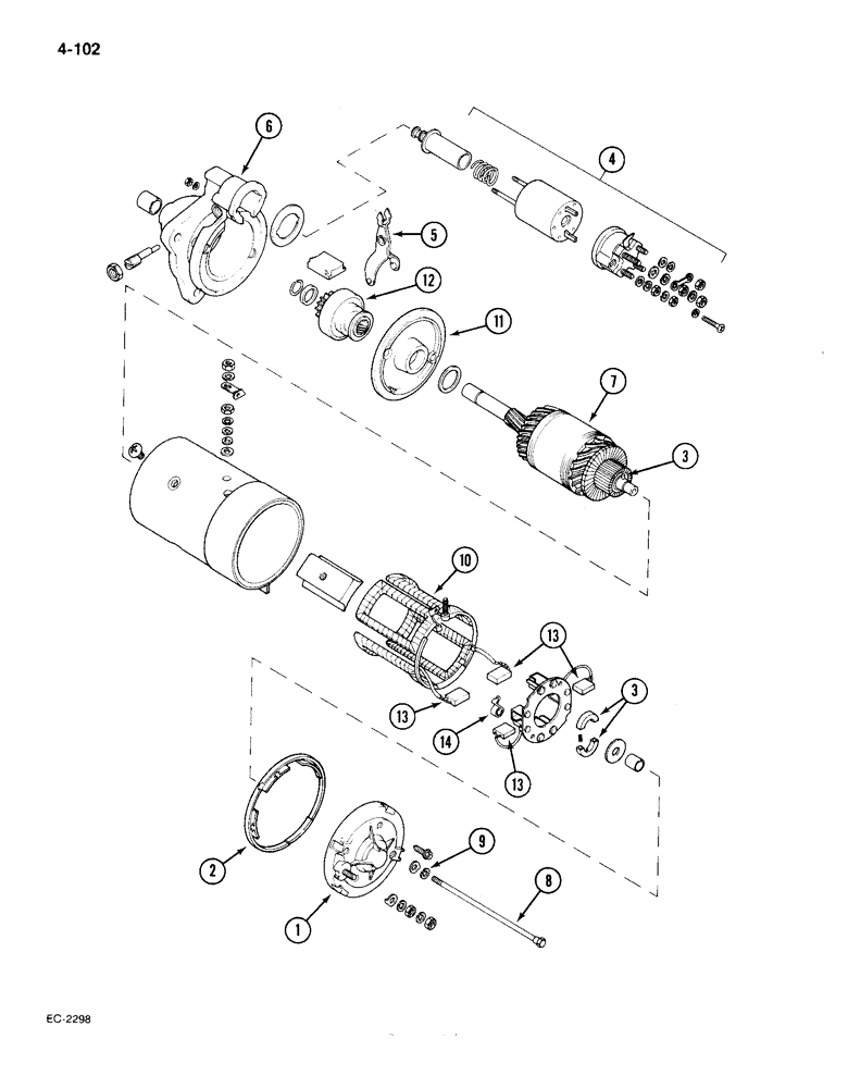 Схема запчастей Case IH 385 - (4-102) - STARTER MOTOR, LUCAS (04) - ELECTRICAL SYSTEMS