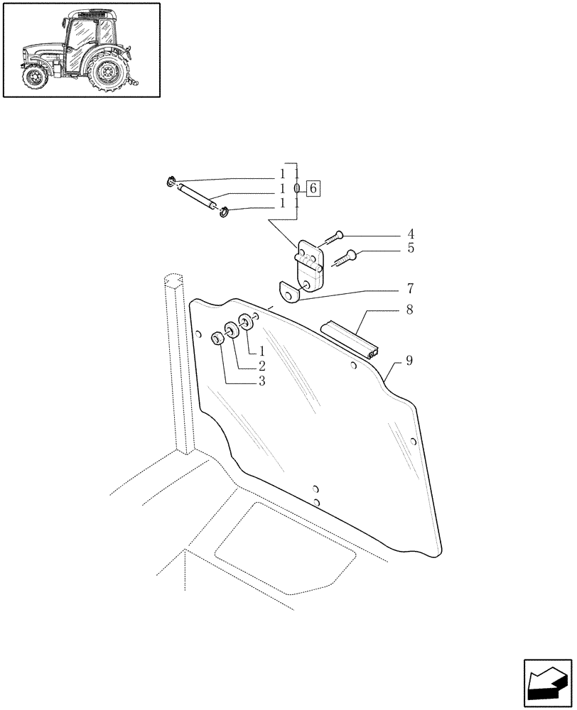 Схема запчастей Case IH JX1075N - (1.92.95[01]) - CAB - REAR WINDOW, HINGE AND WEATHER STRIP (10) - OPERATORS PLATFORM/CAB