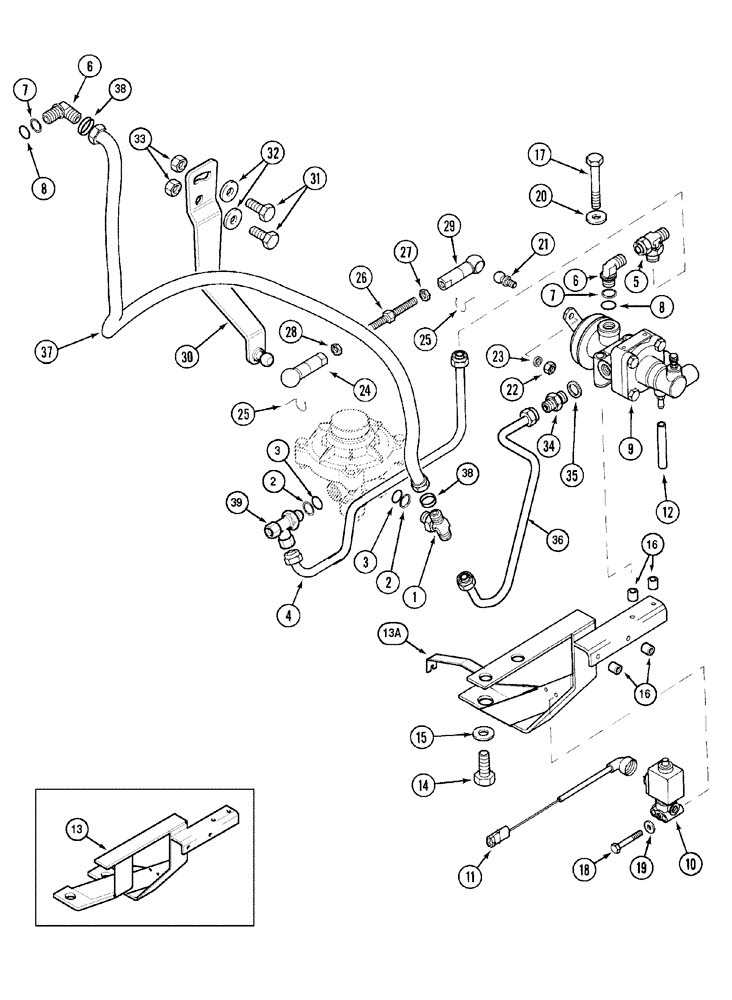 Схема запчастей Case IH MX110 - (07-11) - PNEUMATIC TRAILER BRAKE VALVES AND MOUNTING (07) - BRAKES