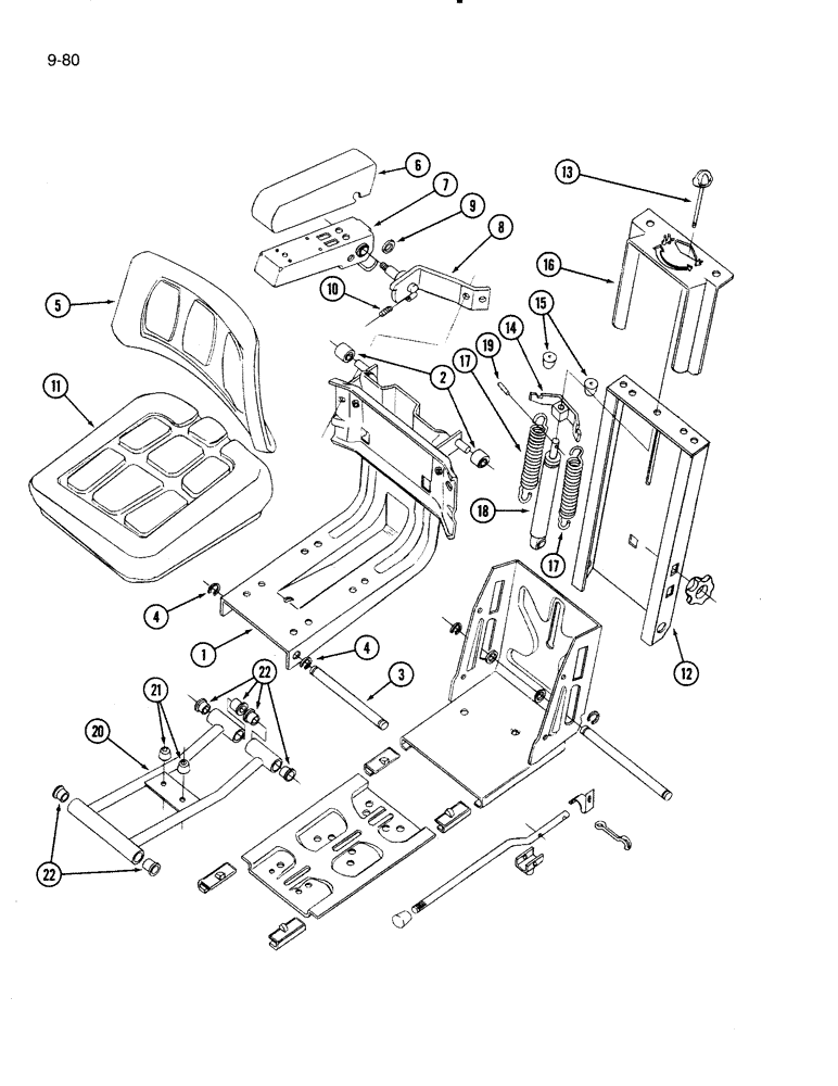 Схема запчастей Case IH 4000 - (9-80) - OPERATORS SEAT, CLOTH COVERED (09) - CHASSIS/ATTACHMENTS