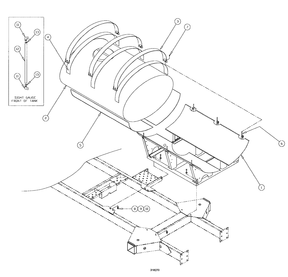 Схема запчастей Case IH SPX3200B - (156) - ELLIPTICAL TANK ASSEMBLY - 800 GALLON (78) - SPRAYING