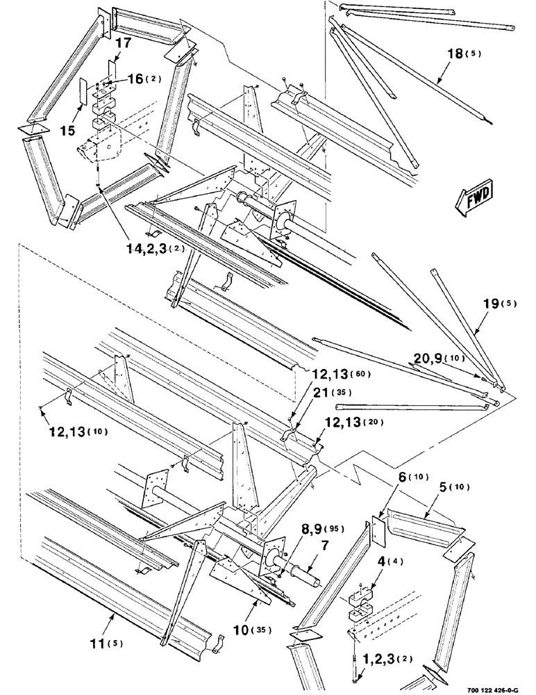 Схема запчастей Case IH 8210 - (2-18) - REEL ASSEMBLY, 21 FOOT (58) - ATTACHMENTS/HEADERS