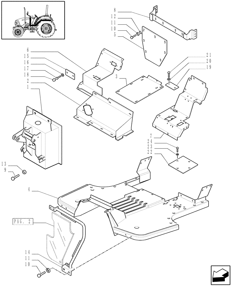 Схема запчастей Case IH JX70 - (1.92.87[01]) - MUDGUARDS AND FOOTBOARDS - L/CAB (10) - OPERATORS PLATFORM/CAB