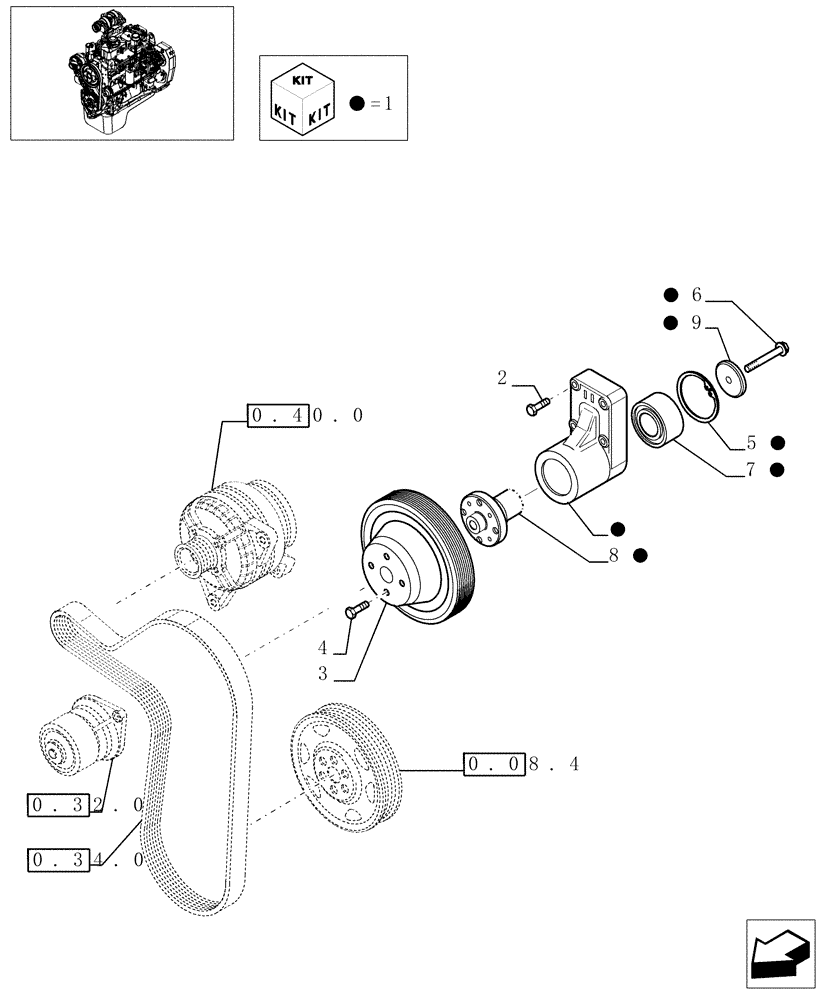 Схема запчастей Case IH F4GE0454A D610 - (0.34.5[01]) - FAN DRIVE (504036557-504051421) 