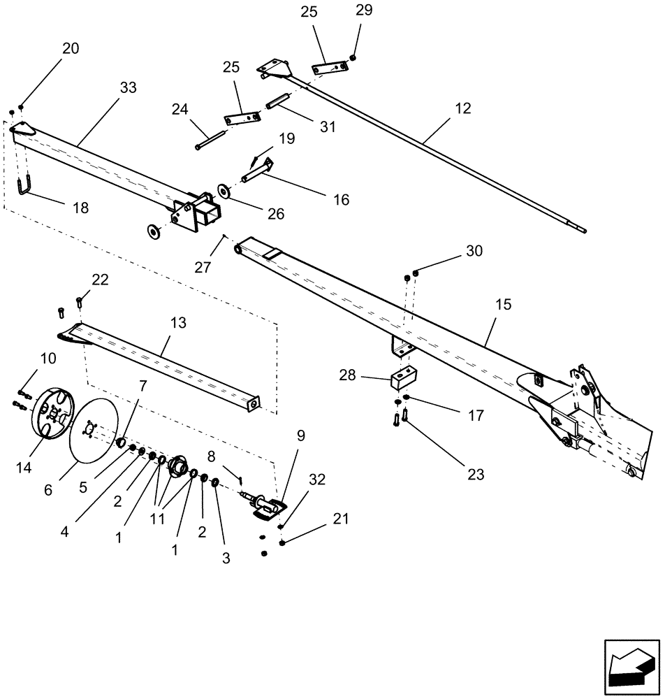 Схема запчастей Case IH 1250 - (39.100.11) - MARKER - OUTER - 16 ROW (39) - FRAMES AND BALLASTING