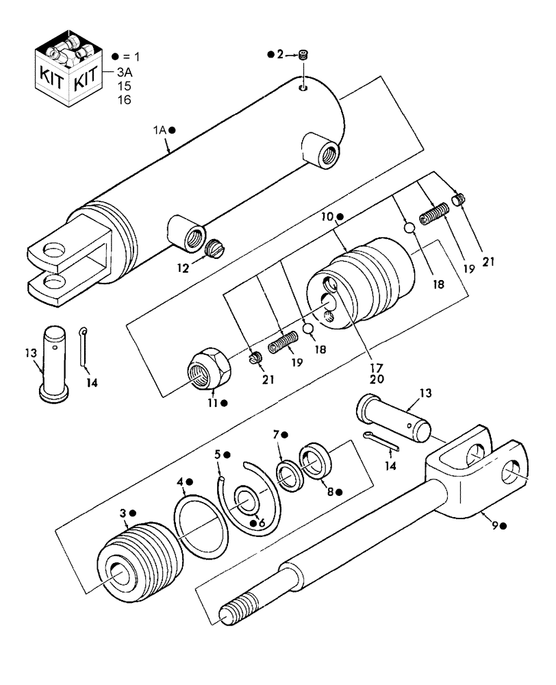 Схема запчастей Case IH SBX550 - (036[1]) - HYDRAULIC CYLINDER, TONGUE SWING, P.I.N. HBJ0003339 & PRIOR (35) - HYDRAULIC SYSTEMS