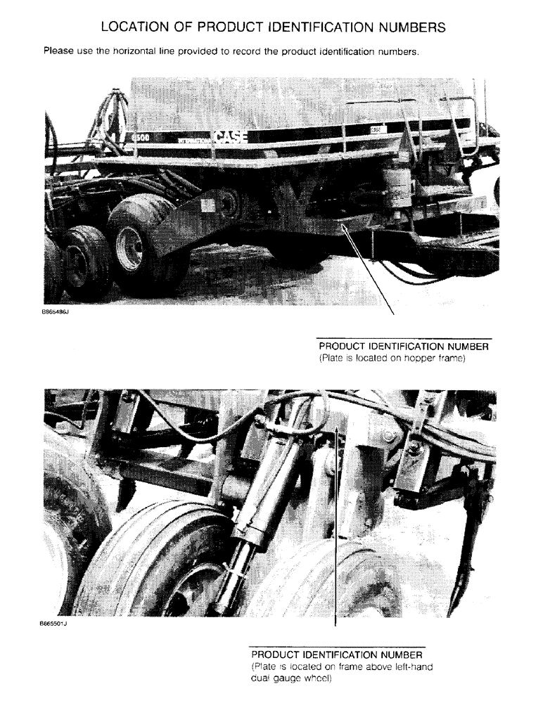 Схема запчастей Case IH 8500 - (1-2) - LOCATION OF PRODUCT IDENTIFICATION NUMBERS (00) - PICTORIAL INDEX
