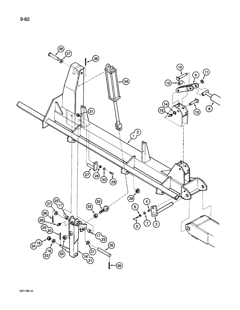 Схема запчастей Case IH 8600 - (9-062) - TOOLBAR WING FRAMES (09) - CHASSIS/ATTACHMENTS