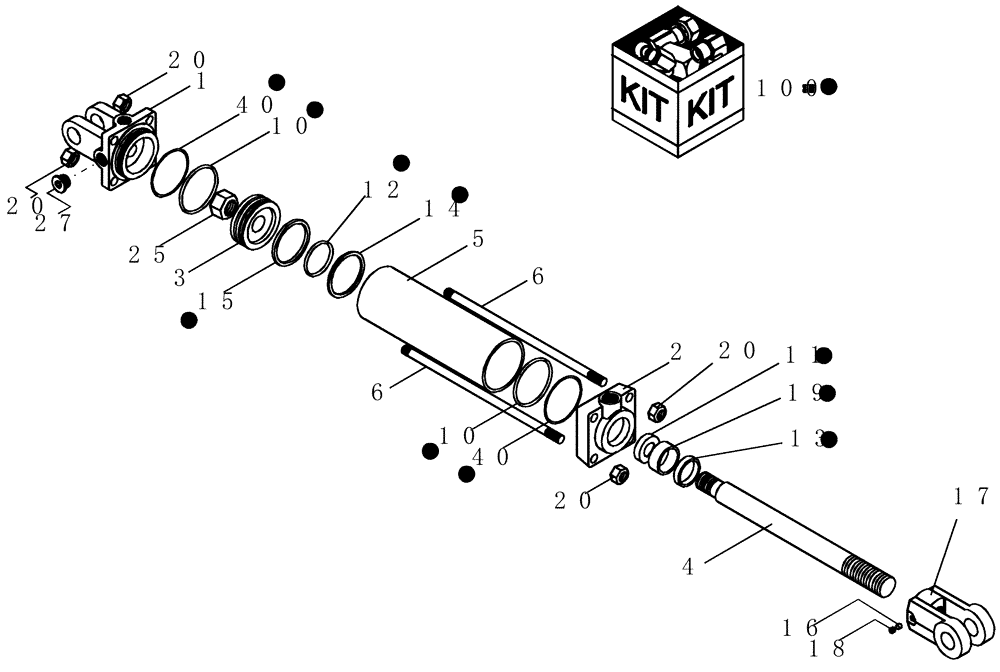 Схема запчастей Case IH 700 - (35.900.09) - HYDRAULIC, CYLINDER 2" X 2" (35) - HYDRAULIC SYSTEMS