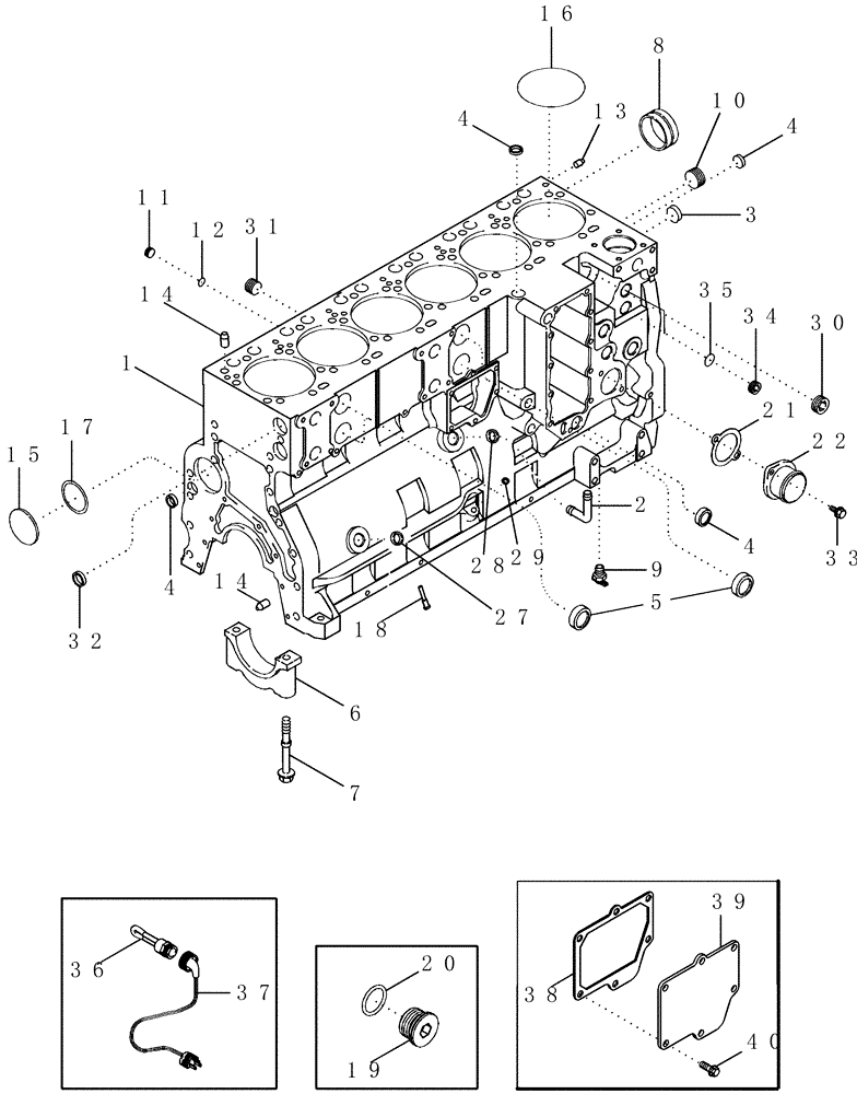 Схема запчастей Case IH 2366 - (02-23[02]) - CYLINDER BLOCK - ENGINE BLOCK HEATERS - ASN JJC0255700 (01) - ENGINE