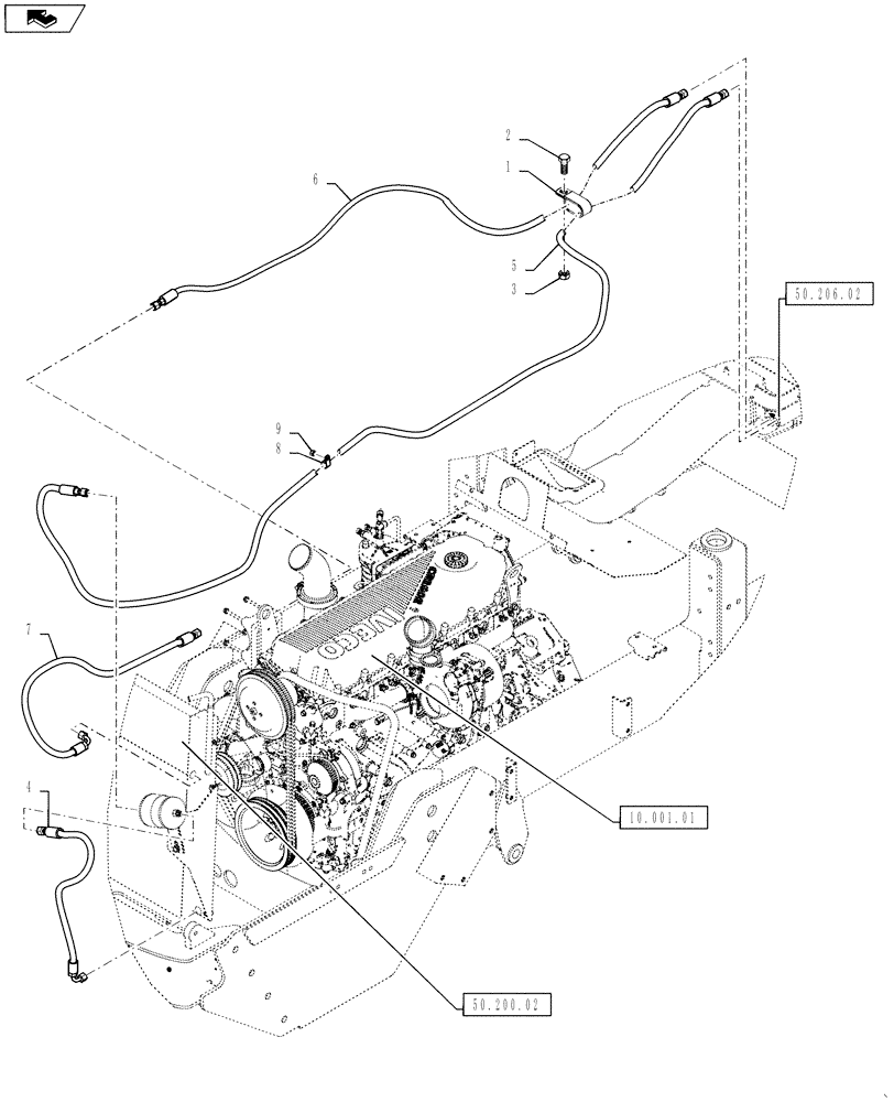 Схема запчастей Case IH TITAN 4530 - (50.200.04) - AIR CONDITIONING LINES (50) - CAB CLIMATE CONTROL