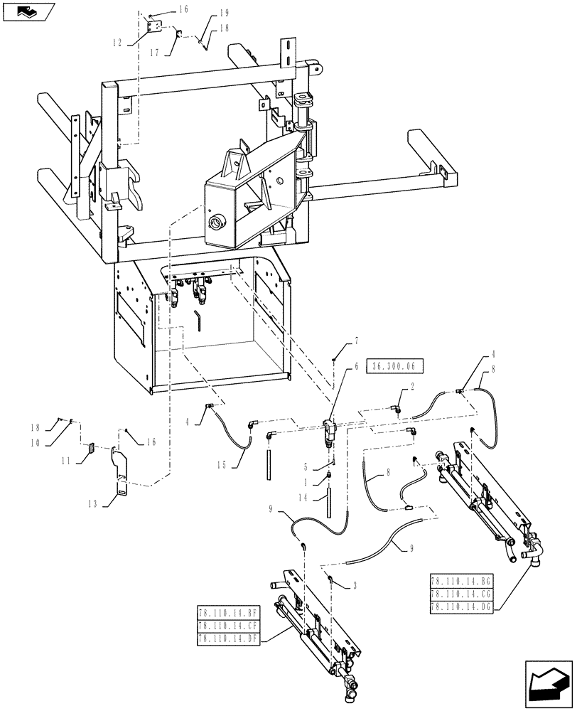 Схема запчастей Case IH 810 - (36.200.05) - REAR SPRAYBAR PNEUMATICS (36) - PNEUMATIC SYSTEM