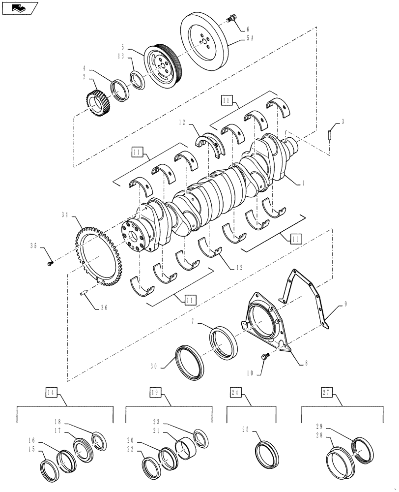 Схема запчастей Case IH 4420 - (03-018[01]) - CRANKSHAFT (01) - ENGINE