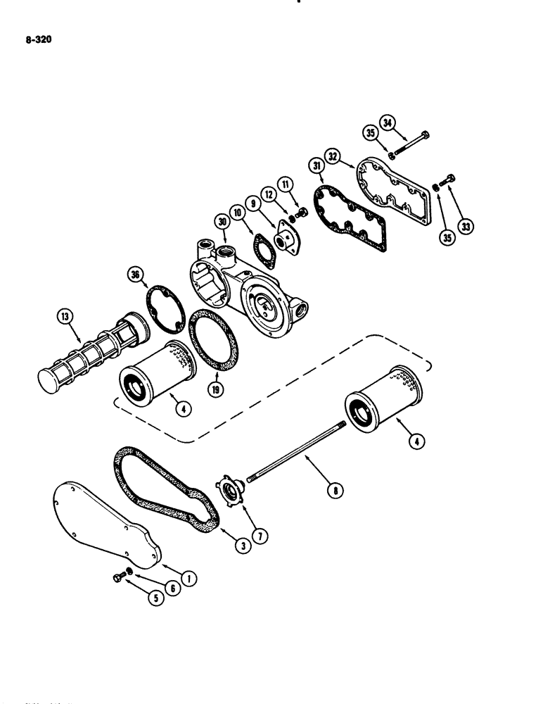 Схема запчастей Case IH 2294 - (8-320) - HYDRAULICS, OIL FILTER AND SCREEN (08) - HYDRAULICS