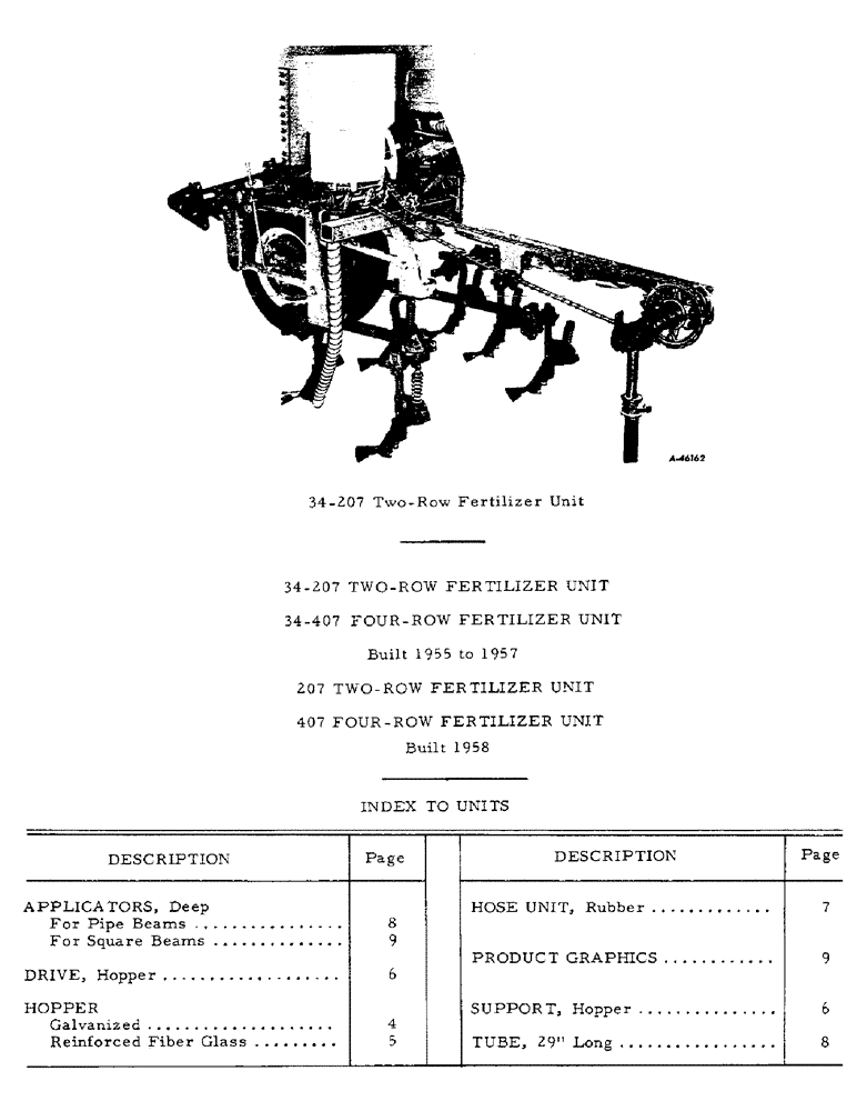 Схема запчастей Case IH 34-407 - (Q-3) - 34-207 & 34-407 FOUR-ROW FERTILIZER UNIT - INDEX TO UNITS 