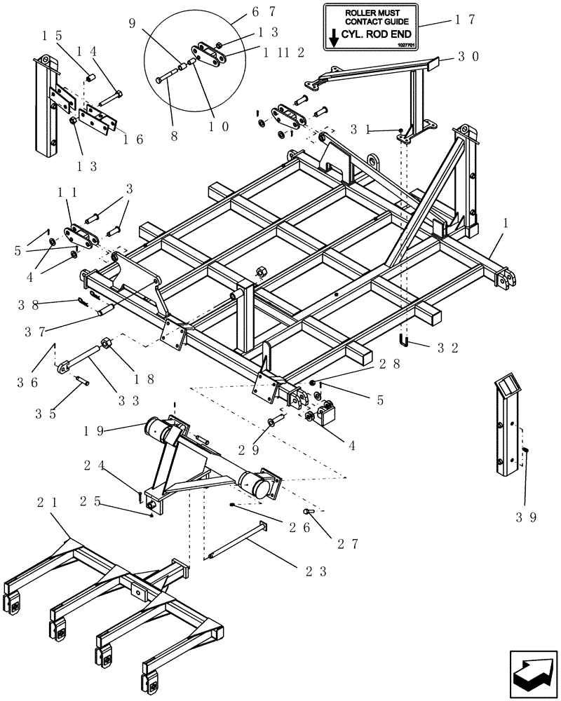 Схема запчастей Case IH ATX - (09-26) - WING FRAME (INNER) WITH ROCKSHAFT & WHEEL GANGS, 4010, 4 RANK, 5 PLEX (09) - CHASSIS