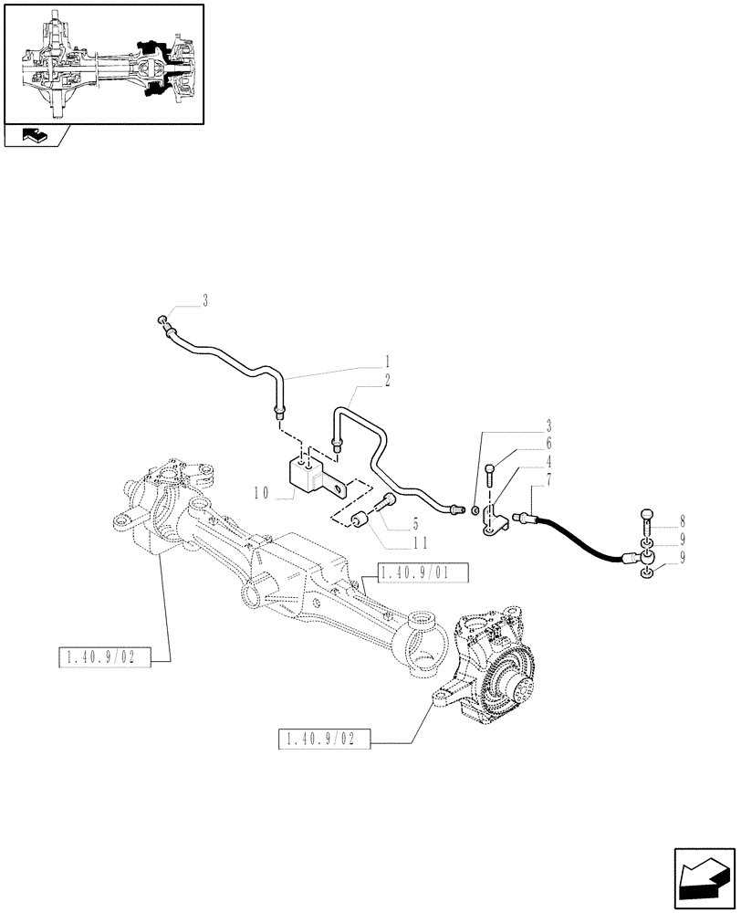 Схема запчастей Case IH PUMA 115 - (1.40. 9/14[02]) - (CL.3) SUSPENDED FRONT AXLE WITH HYDR. DIFF. LOCK, ST. SENSOR AND BRAKES - BRAKES (VAR.330427) (04) - FRONT AXLE & STEERING