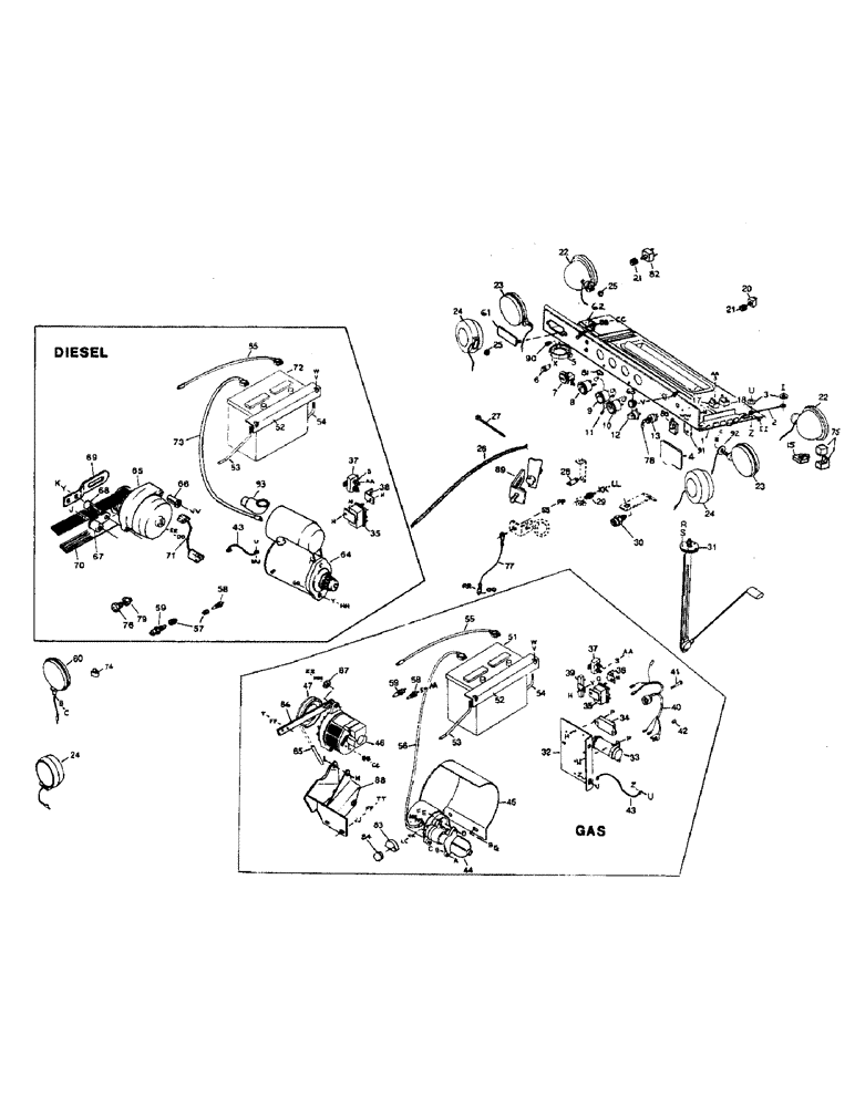 Схема запчастей Case IH 6000 - (4-02) - ELECTRICAL GROUP, GAS AND DIESEL (04) - ELECTRICAL SYSTEMS