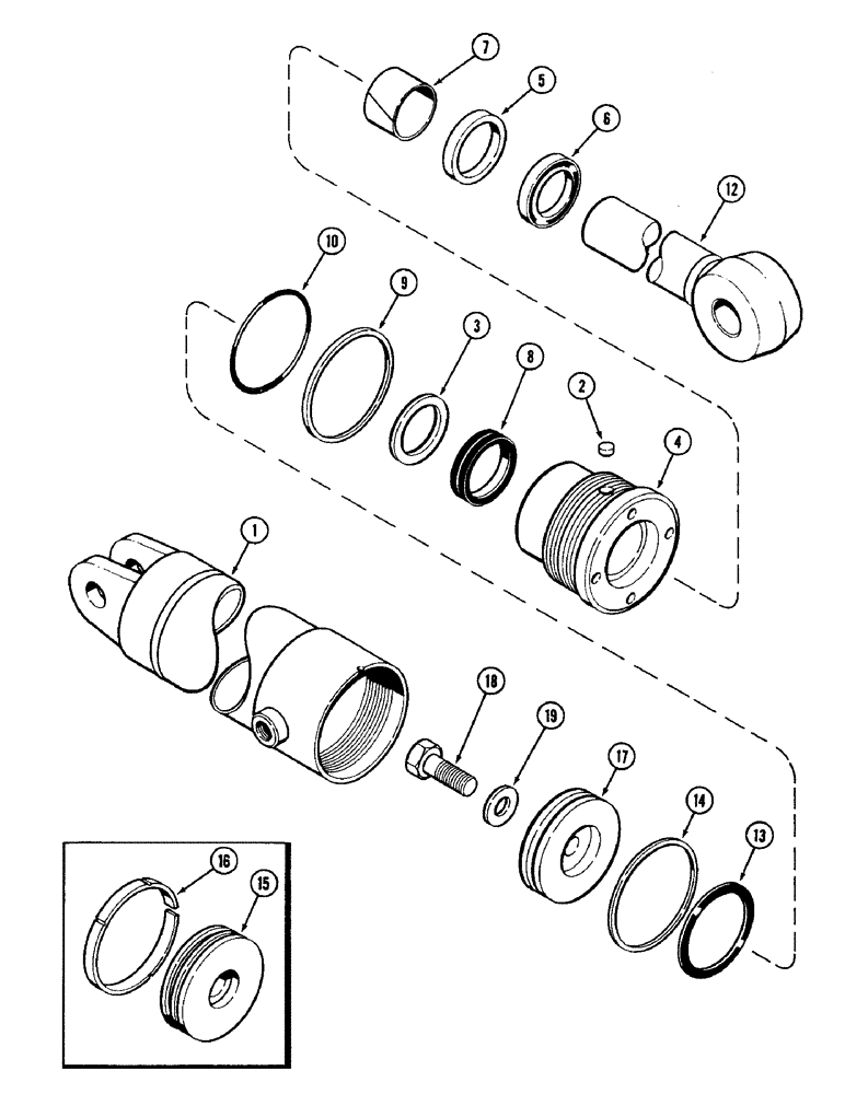 Схема запчастей Case IH 4690 - (8-322) - HITCH LIFT CYLINDER ASSEMBLY, FOUR INCH (101.6 MM) BORE X 9-27/32 INCH (250.03MM) STROKE PIN 8860450 (08) - HYDRAULICS