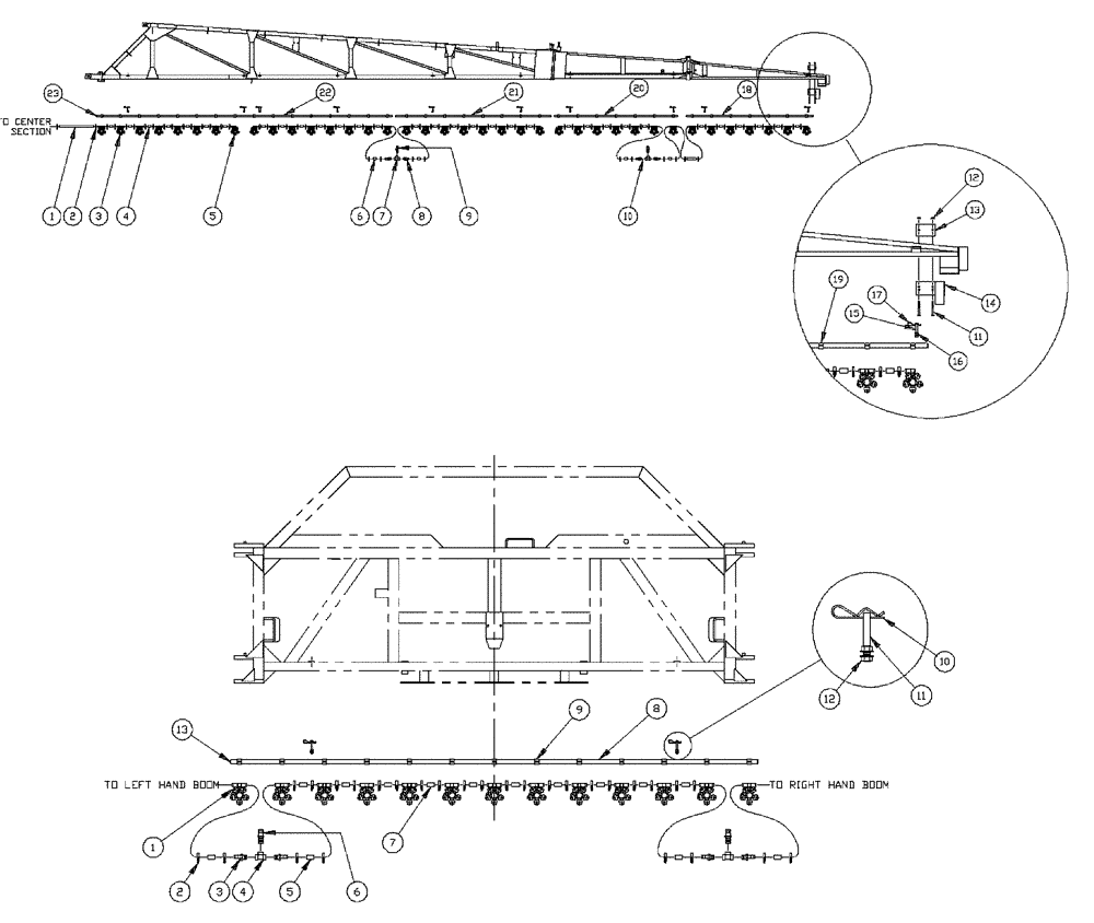 Схема запчастей Case IH PATRIOT WT - (09-023[02]) - 75 3-BOOM SHUTOFF - 10" ON CENTER - NOZZLES Liquid Plumbing