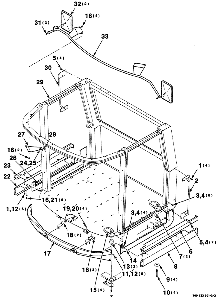 Схема запчастей Case IH 8870 - (07-10) - CAB FRAME, MIRROR AND SHIELD ASSEMBLIES (90) - PLATFORM, CAB, BODYWORK AND DECALS