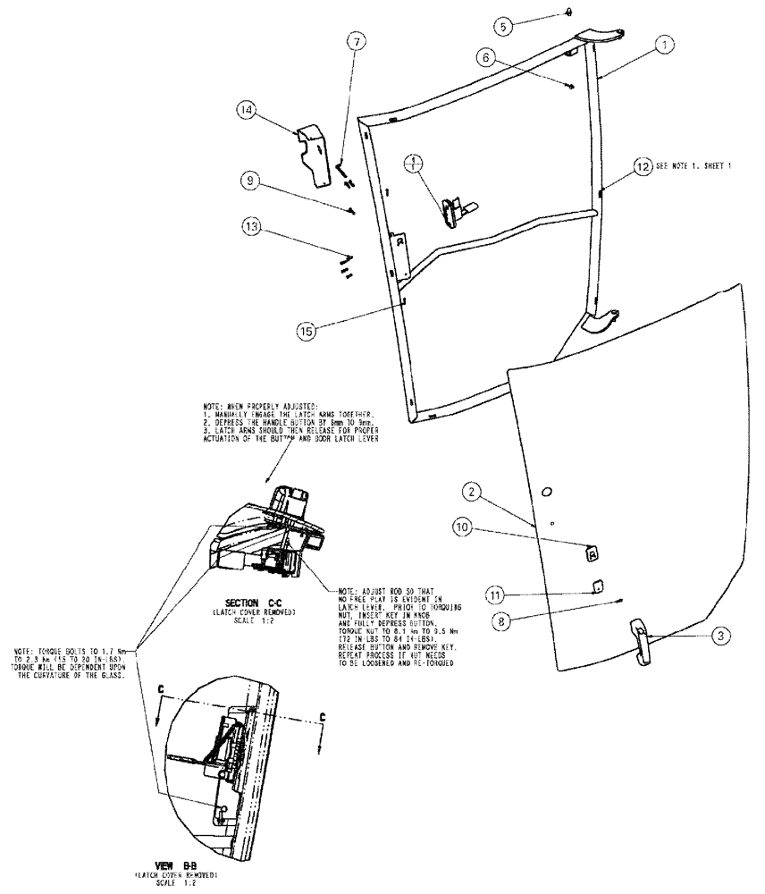 Схема запчастей Case IH SPX4260 - (02-002[02]) - DOOR ASSEMBLY Cab Exterior