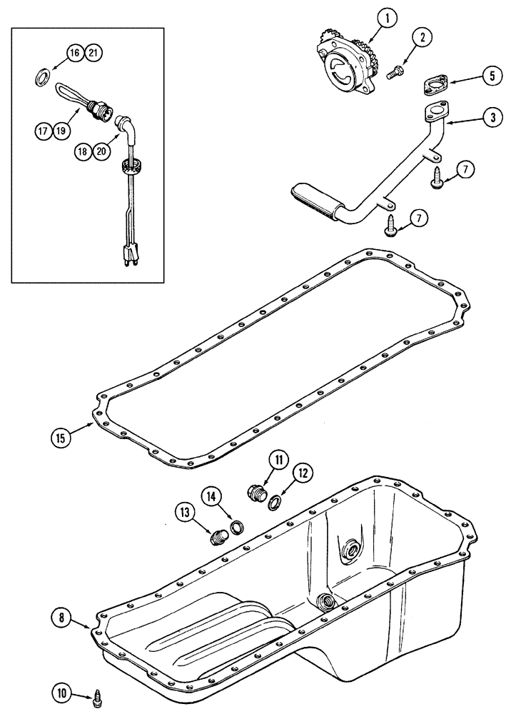 Схема запчастей Case IH MX150 - (02-19) - OIL PUMP AND OIL PAN (10) - ENGINE