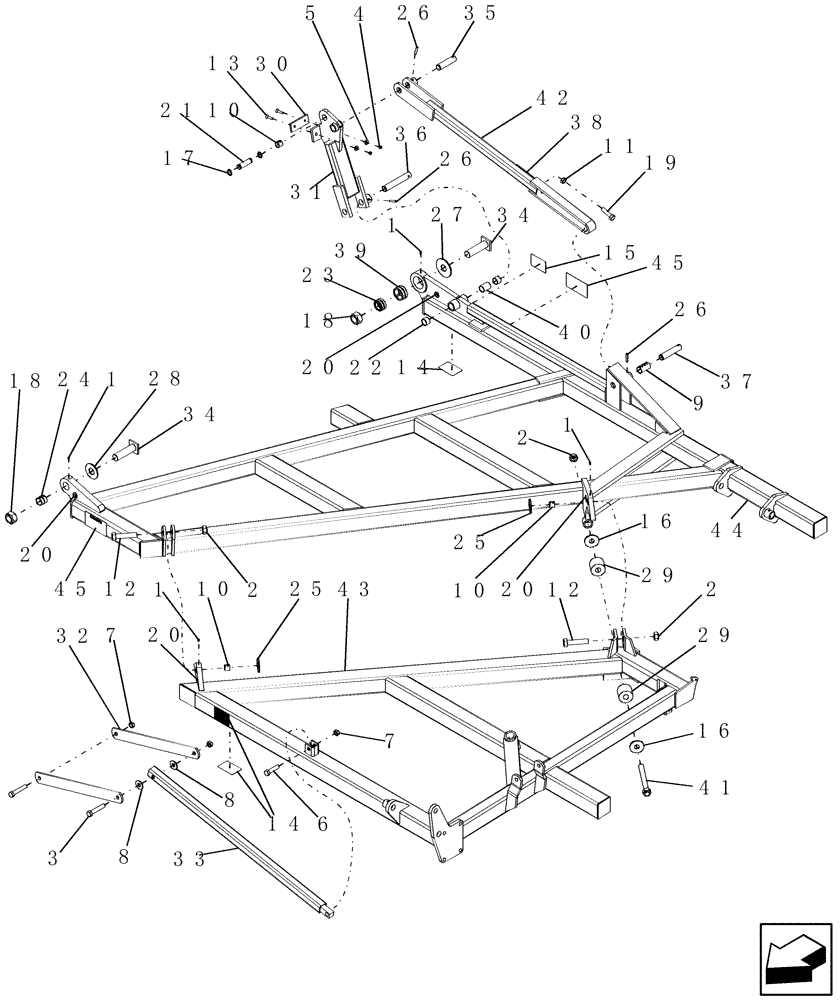 Схема запчастей Case IH PTX600 - (1.070.1) - 9 FT THREE SECTION OUTER WING ASSEMBLY (12) - FRAME