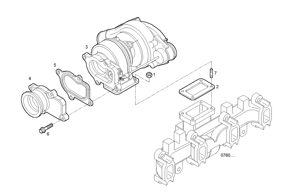 Схема запчастей Case IH F4BE0484F D600 - (2400.163) - TURBOCHARGER 