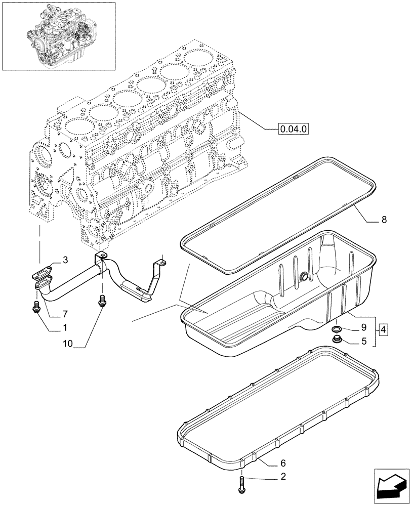 Схема запчастей Case IH F4GE9684D J600 - (0.04.2[01]) - ENGINE OIL SUMP  (504084714) 