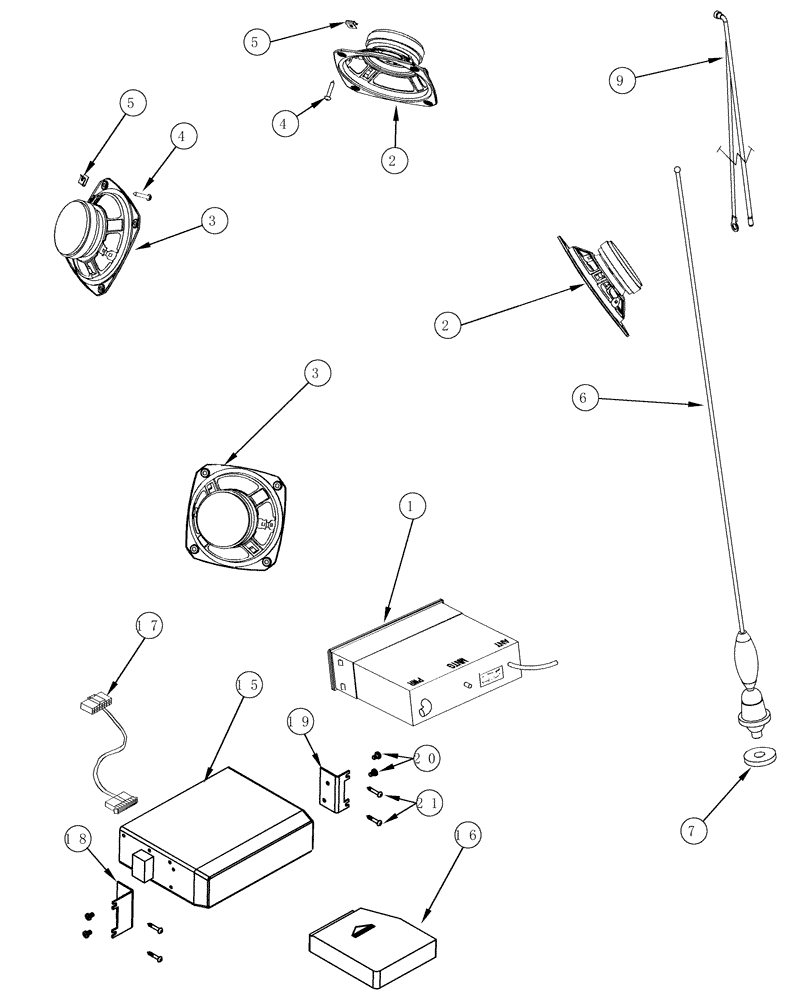 Схема запчастей Case IH MX270 - (04-38) - RADIO, SPEAKERS AND ANTENNA (04) - ELECTRICAL SYSTEMS