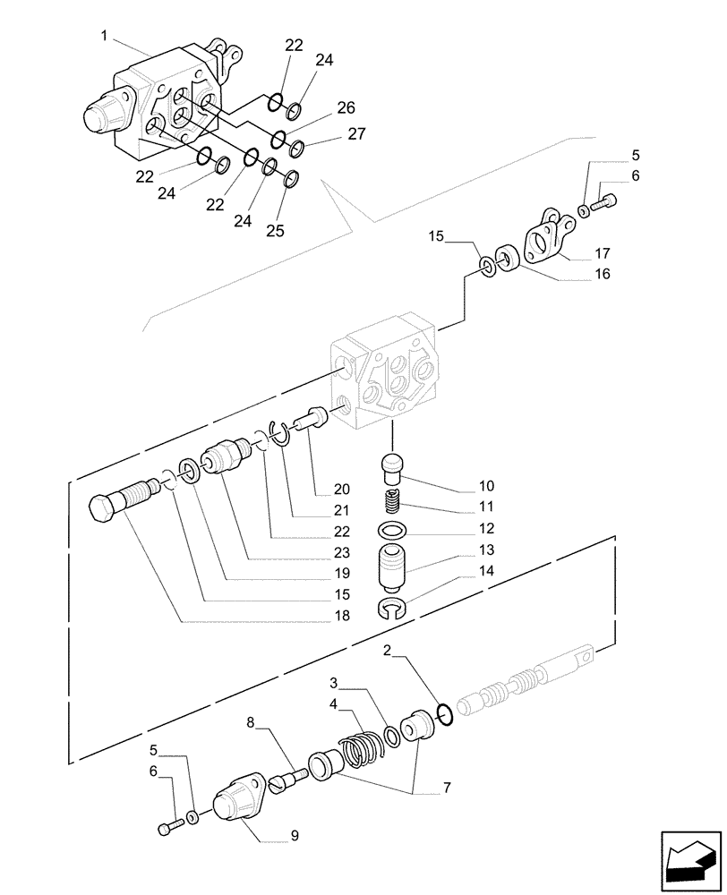 Схема запчастей Case IH FARMALL 55 - (07.08) - 3 POSITION SELF CENTERING VALVE - 710366056 (07) - HYDRAULIC SYSTEM