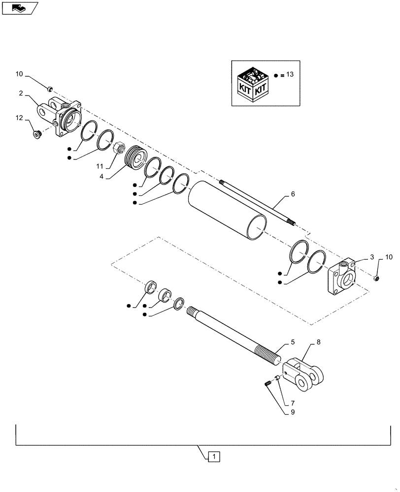 Схема запчастей Case IH 3330 - (35.900.20) - FOLD CYLINDER, MID BOOM (35) - HYDRAULIC SYSTEMS