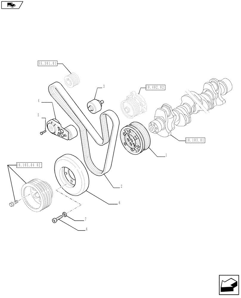 Схема запчастей Case IH 635 - (10.103.04[01]) - DAMPER - PULLEY (10) - ENGINE